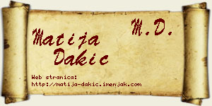 Matija Dakić vizit kartica